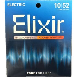 Elixir Nanoweb Electric 10/52 Light-Heavy, Nickel Plated Steel